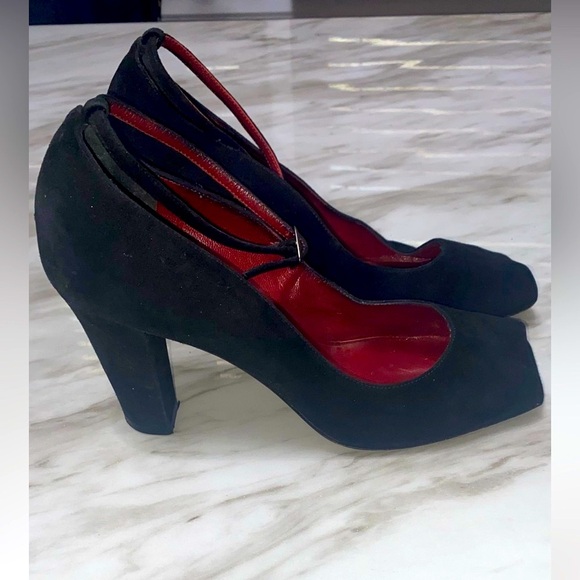 YSL Suede ankle strap peep toe shoes - Picture 5 of 9